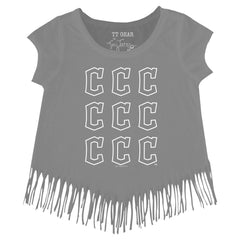 Cleveland Guardians Tiny Turnip Girls Youth Logo Grid Fringe T-Shirt | MLB Online