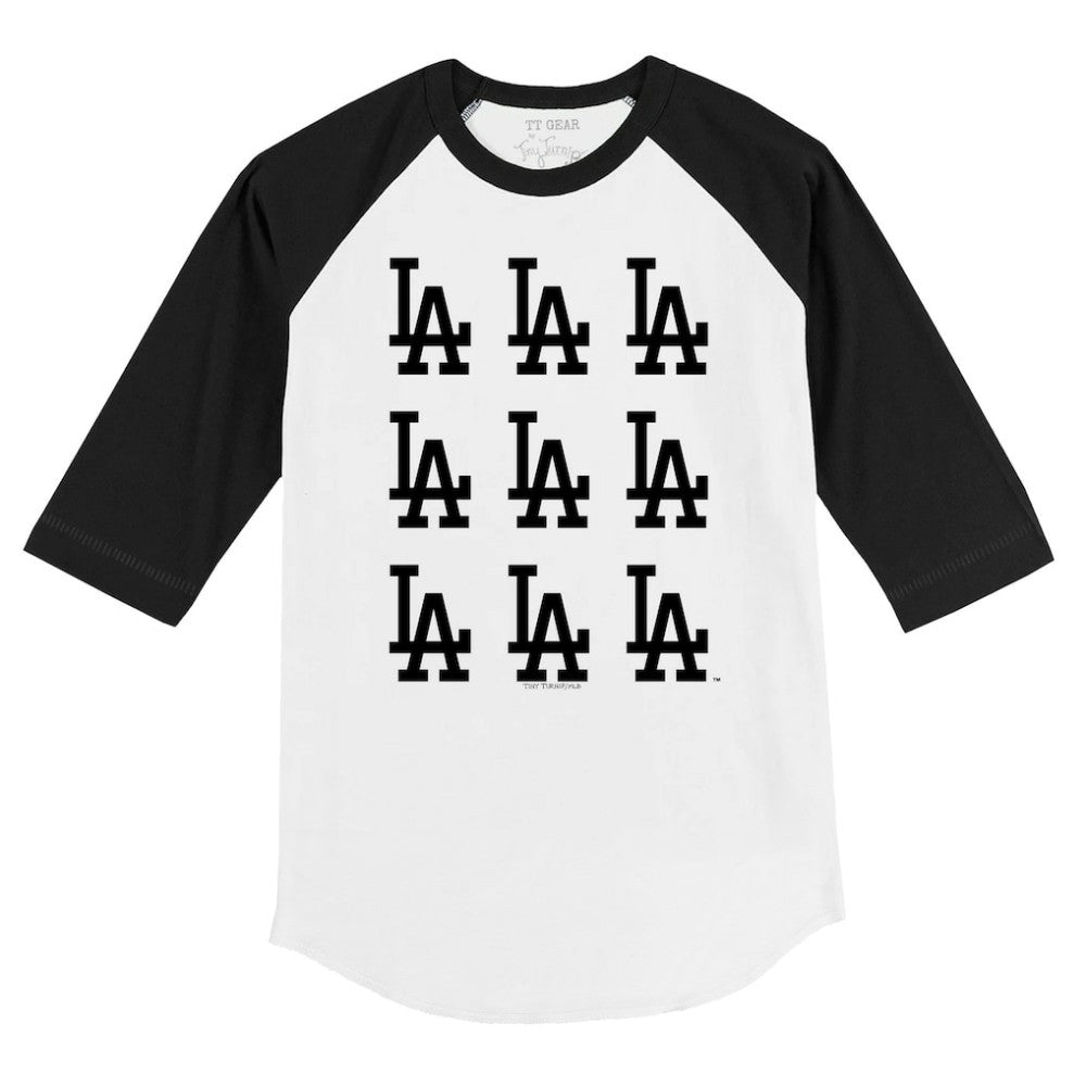 Los Angeles Dodgers Tiny Turnip Youth Logo Grid Raglan 3/4-Sleeve T-Shirt | MLB US