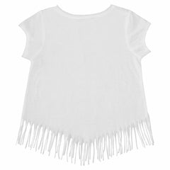 Cleveland Guardians Tiny Turnip Girls Youth Logo Grid Fringe T-Shirt | MLB Sale
