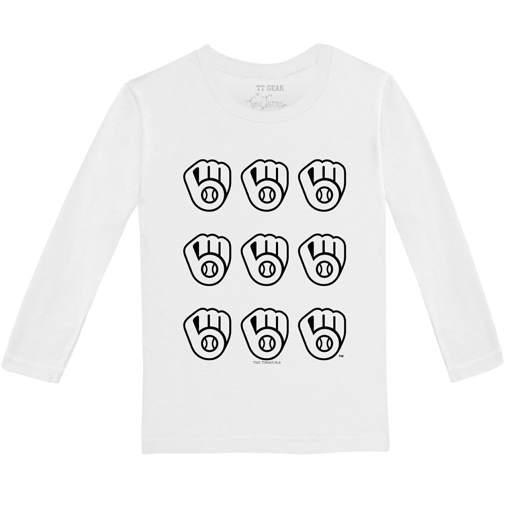 Milwaukee Brewers Tiny Turnip Youth Logo Grid Long Sleeve T-Shirt | MLB US
