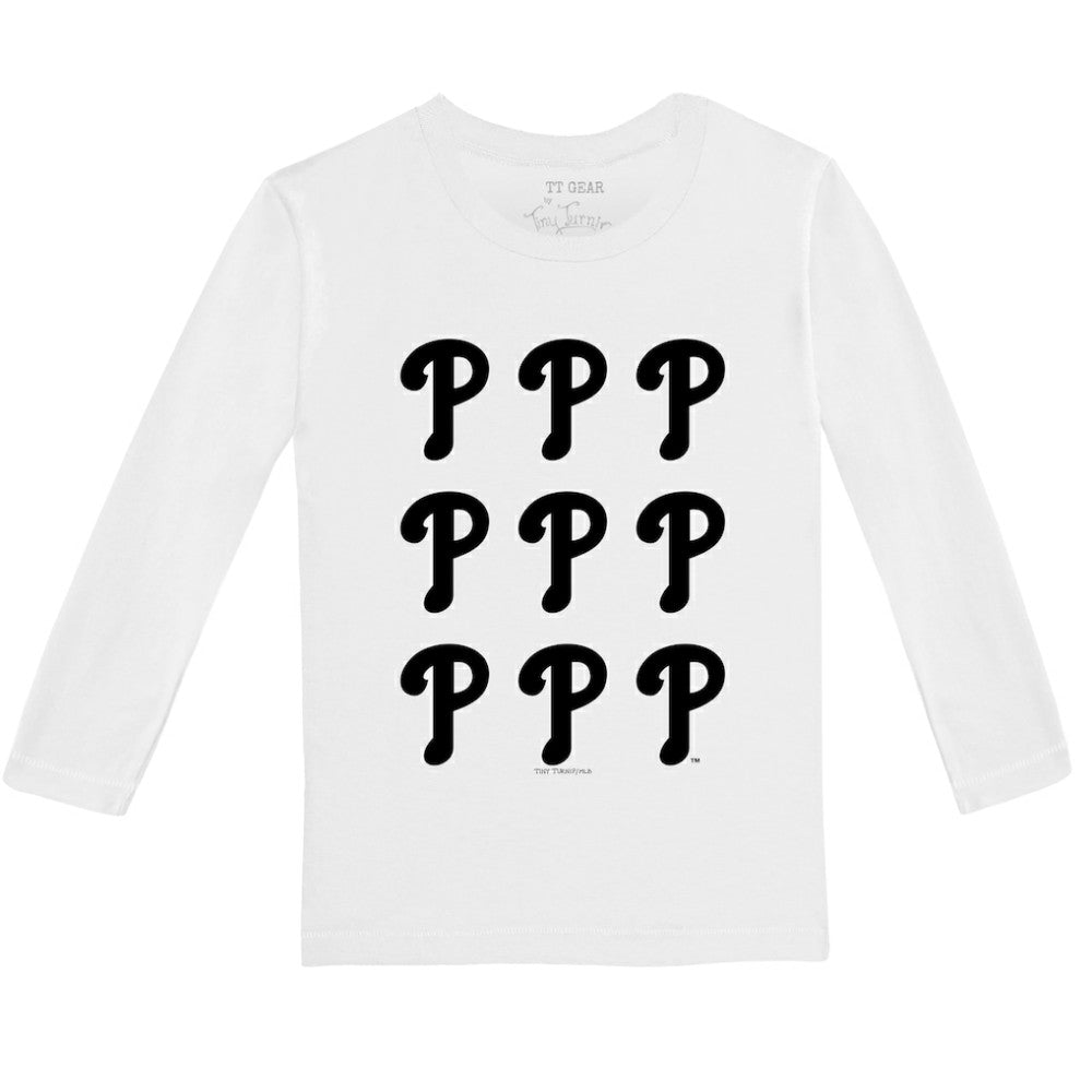 Philadelphia Phillies Tiny Turnip Youth Logo Grid Long Sleeve T-Shirt | MLB New