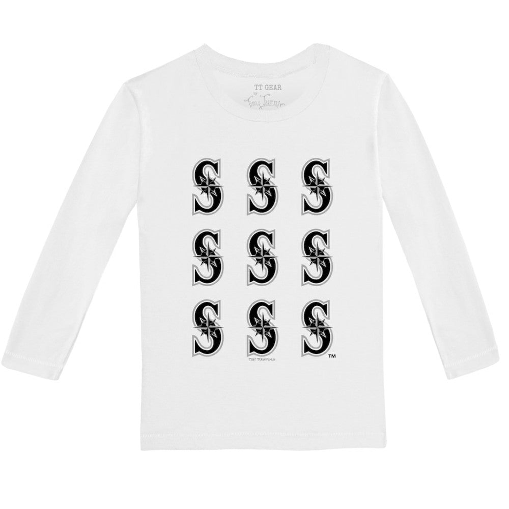 Seattle Mariners Tiny Turnip Youth Logo Grid Long Sleeve T-Shirt | MLB Sale