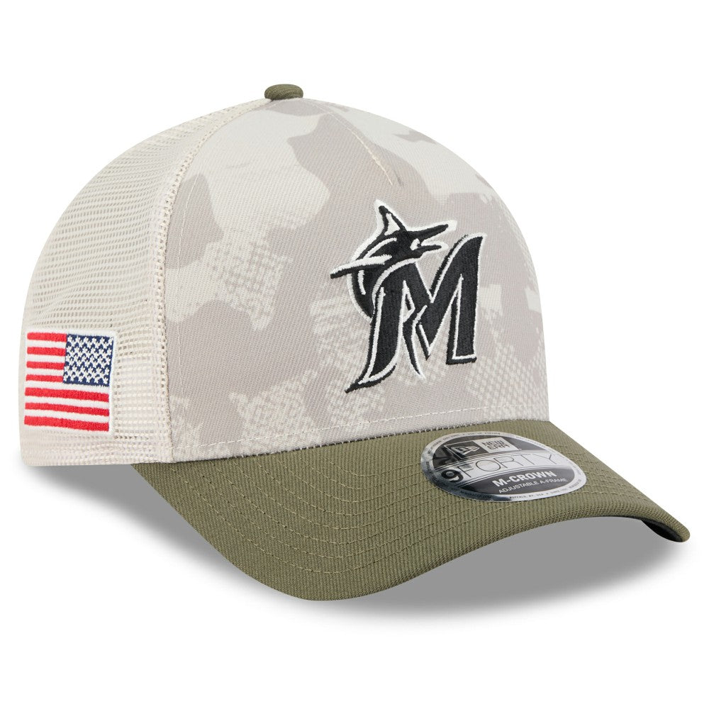 Miami Marlins New Era 2025 Armed Forces Day 9FORTY M-Crown A-Frame Adjustable Hat | MLB On Sale