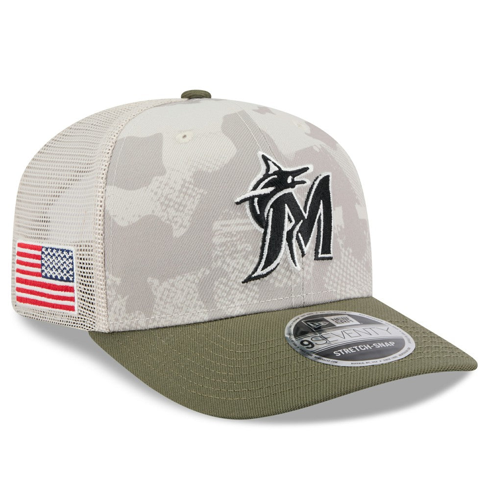 Miami Marlins New Era 2025 Armed Forces Day 9SEVENTY Stretch-Snap Hat | MLB On Sale