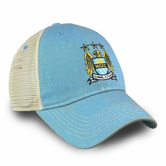 Manchester City 1863FC Retro Tea Washed Vintage Trucker Adjustable Hat Sky Blue
