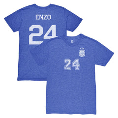 Enzo Fernández Argentina National Team 1863FC Player Vintage Tri-Blend T-Shirt Blue