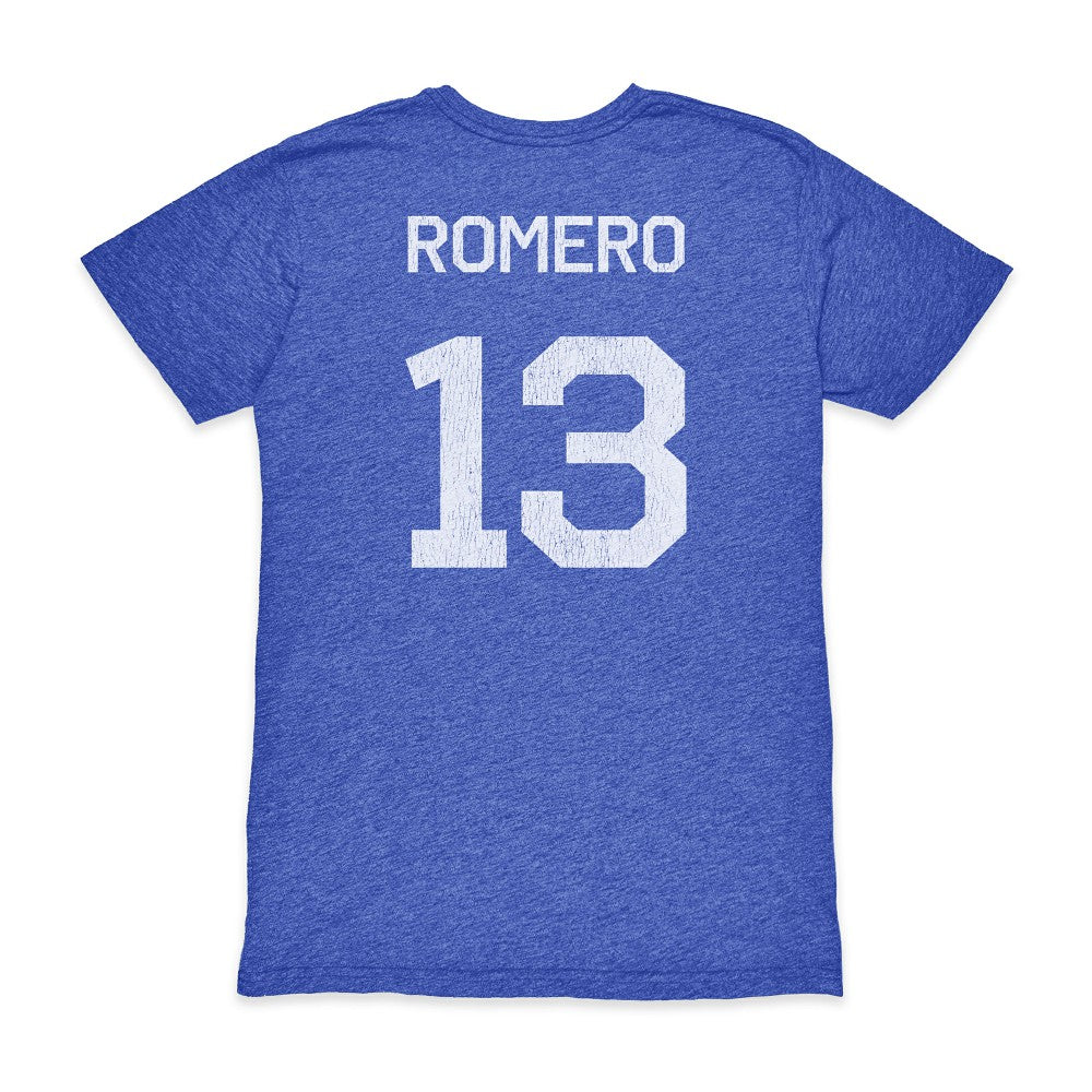 Cristian Romero Argentina National Team 1863FC Player Vintage Tri-Blend T-Shirt Blue