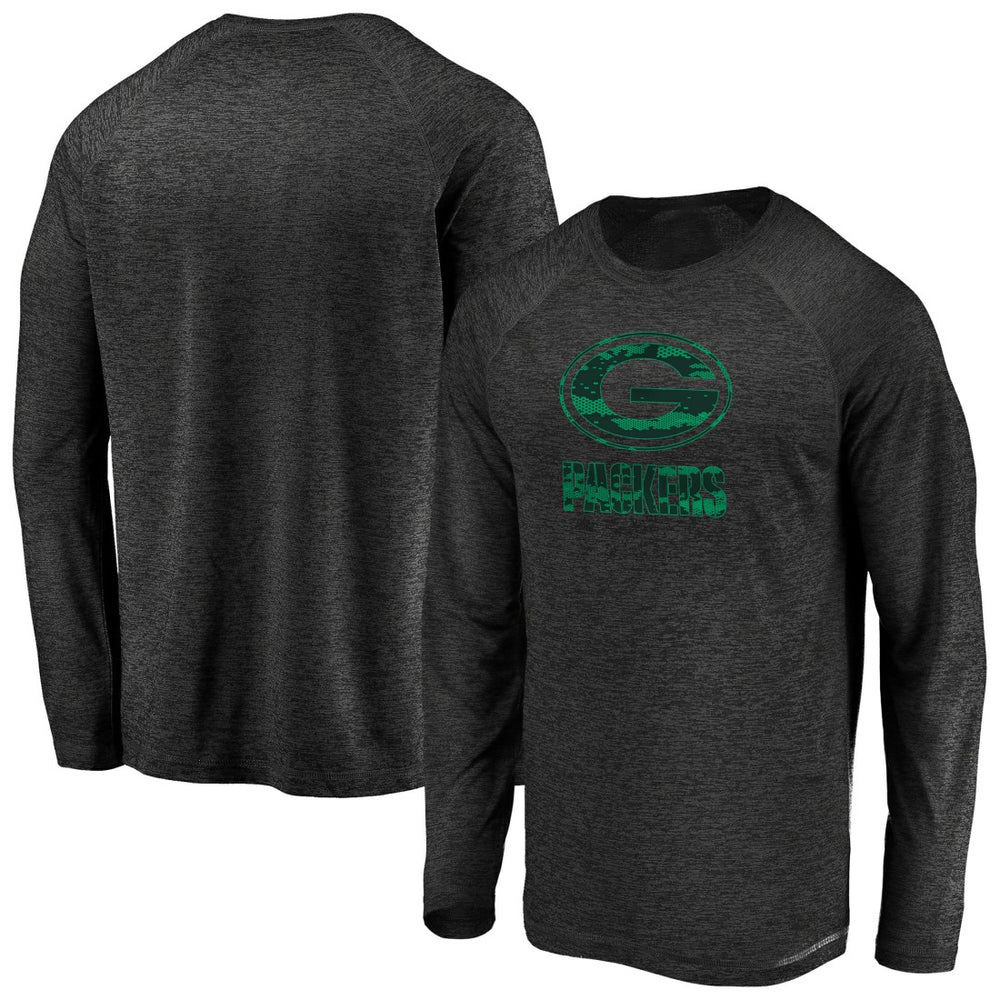 Green Bay Packers Fanatics Iconic Striated Dark Logo Raglan Long Sleeve T-Shirt