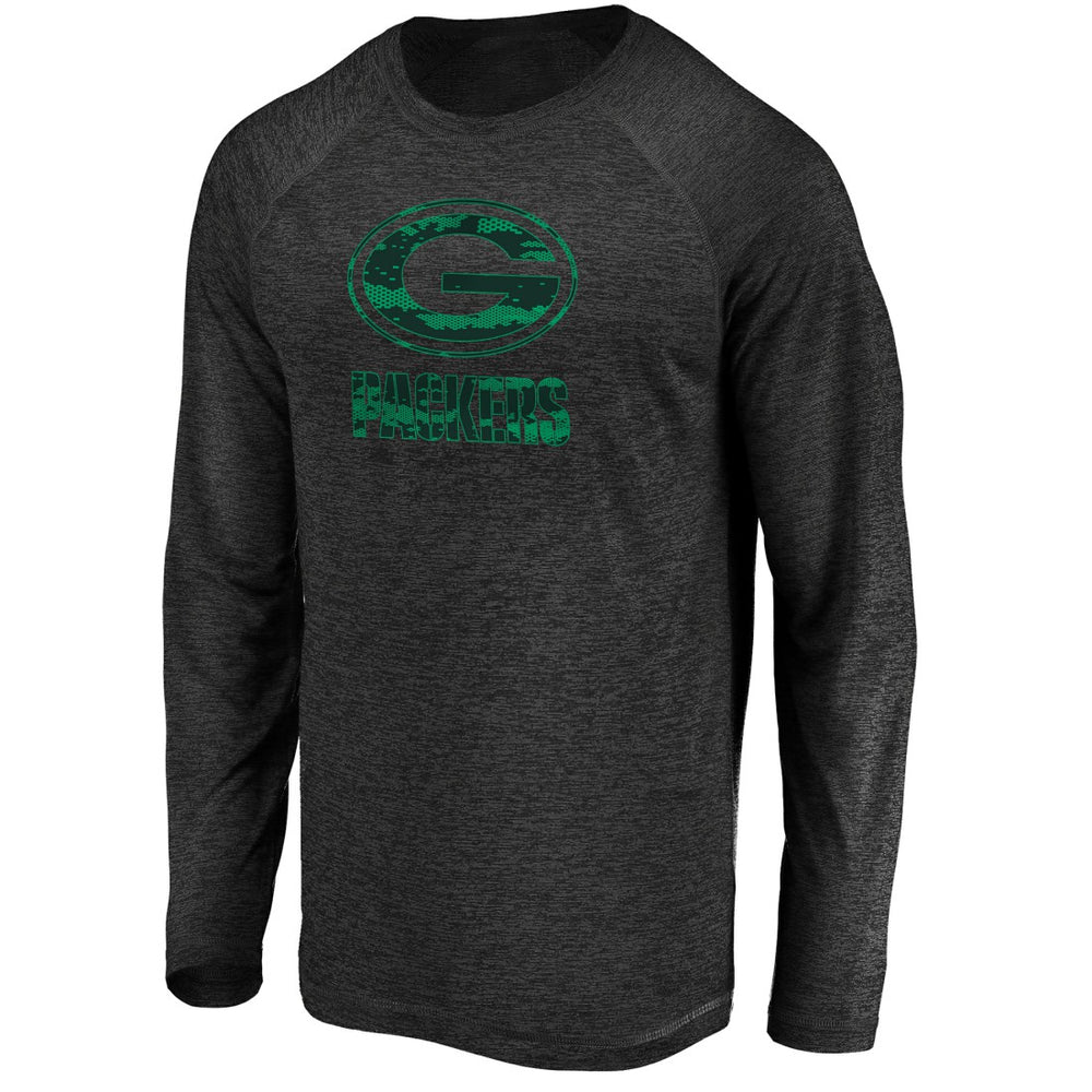 Green Bay Packers Fanatics Iconic Striated Dark Logo Raglan Long Sleeve T-Shirt