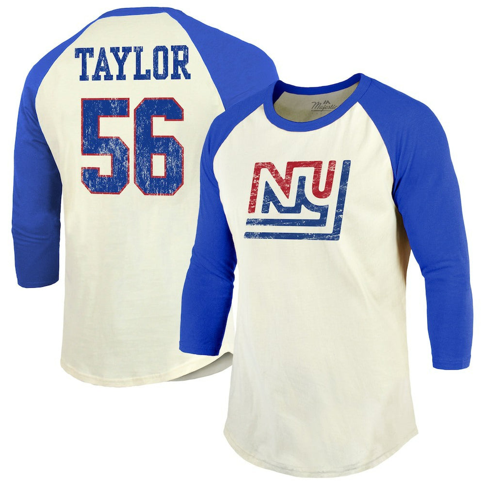 New York Giants  Lawrence Taylor  Majestic Threads Retired Player Name & Number 3/4 Raglan Sleeve T-Shirt
