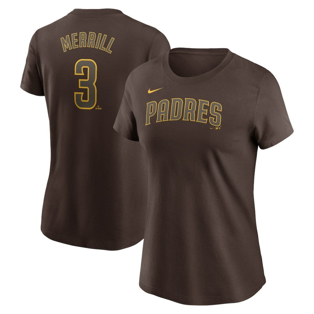 Jackson Merrill San Diego Padres Nike Women's Cooperstown Collection Fuse Name & Number T-Shirt | MLB Discount
