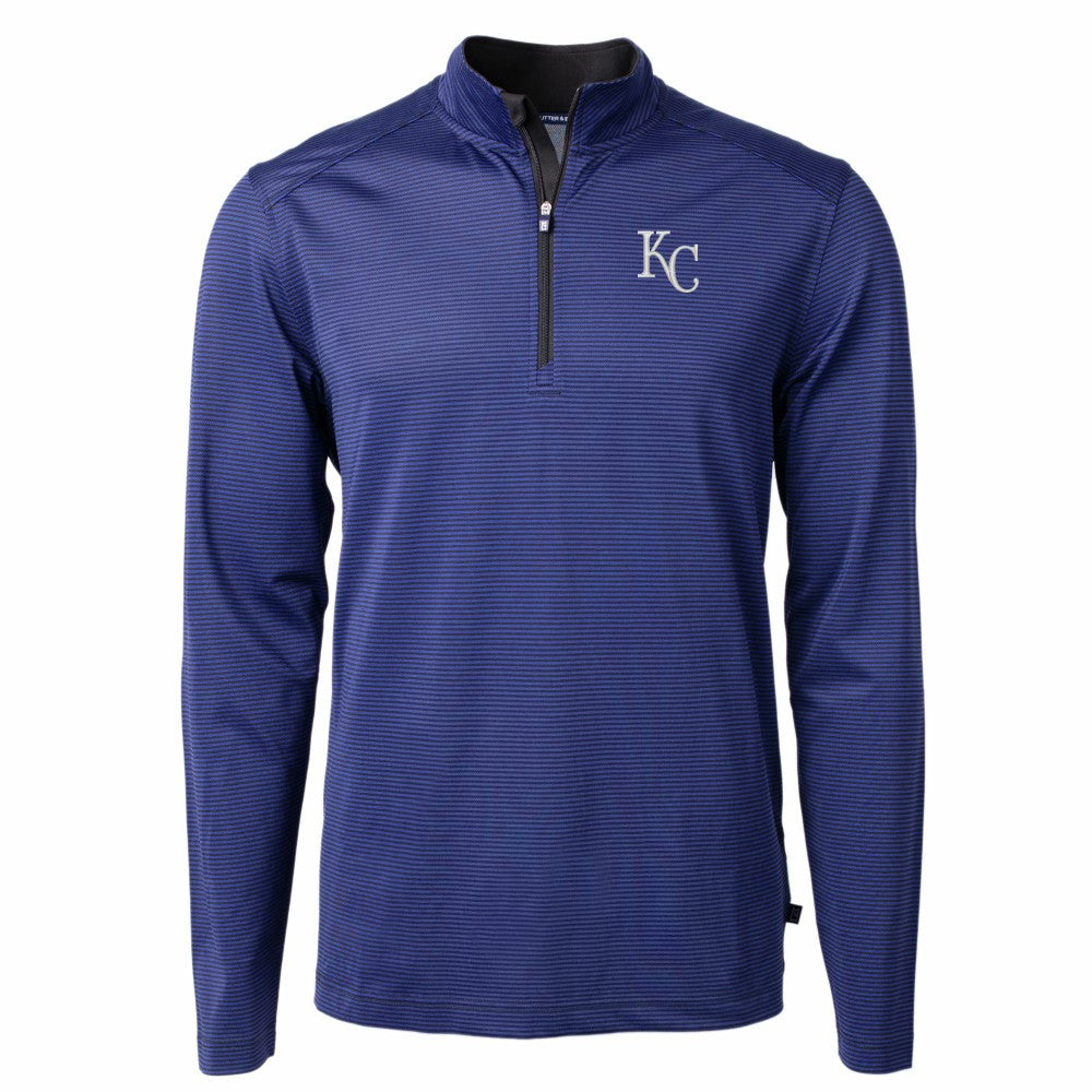 Kansas City Royals Cutter & Buck Big & Tall Virtue Eco Pique Micro Stripe Recycled Quarter-Zip Pullover Top | MLB Online