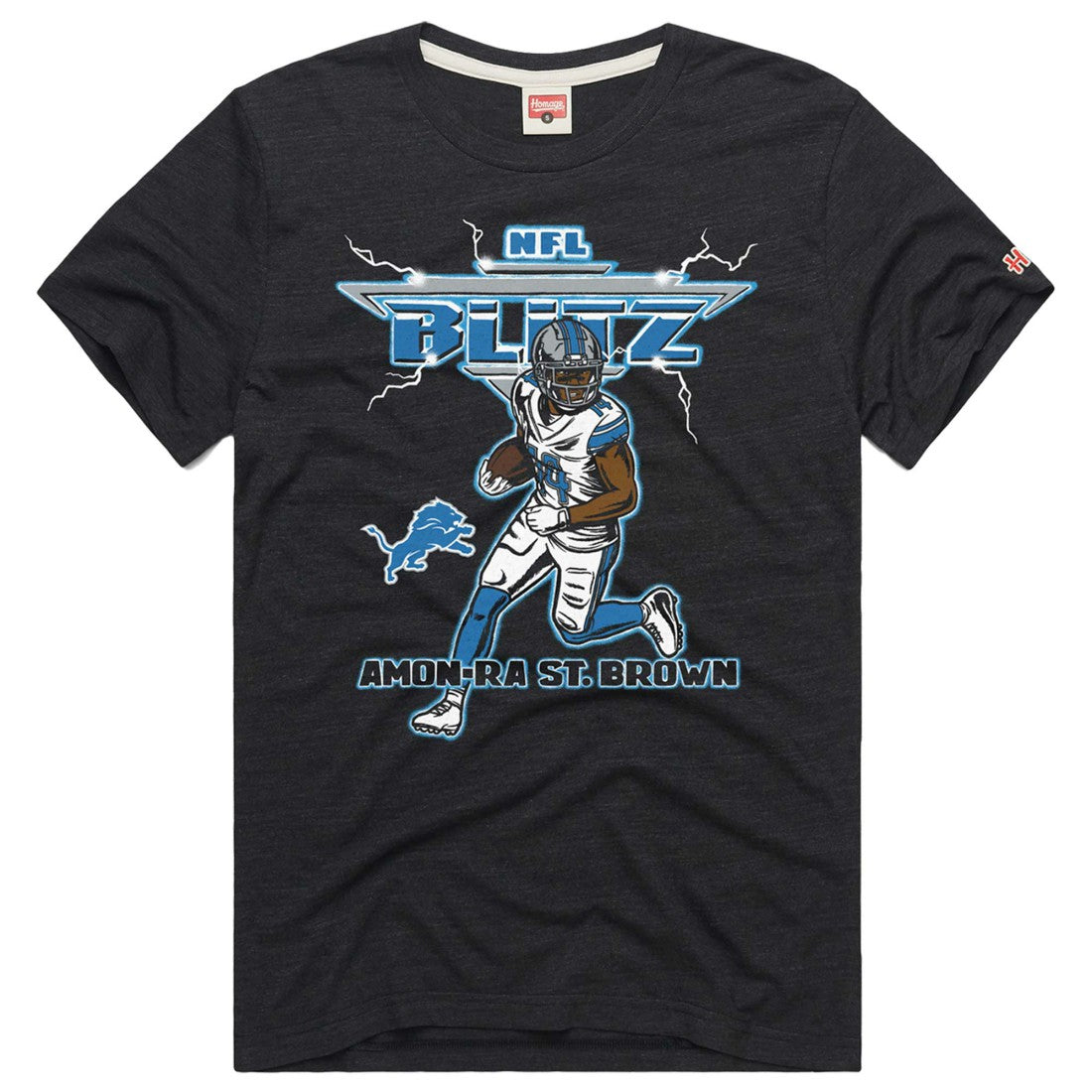 Detroit Lions  Amon-Ra St. Brown  Homage Unisex NFL Blitz Player Tri-Blend T-Shirt