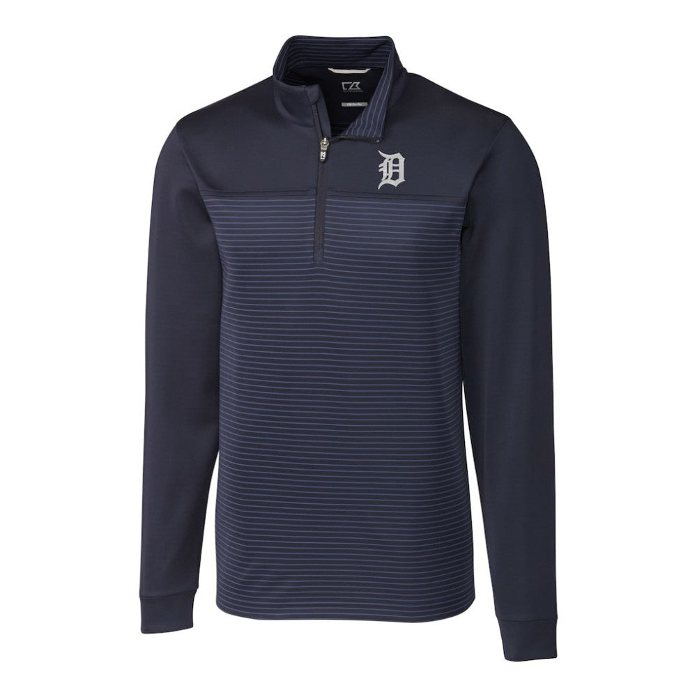 Detroit Tigers Cutter & Buck Big & Tall Traverse Stripe Stretch DryTec Quarter-Zip Top | MLB New