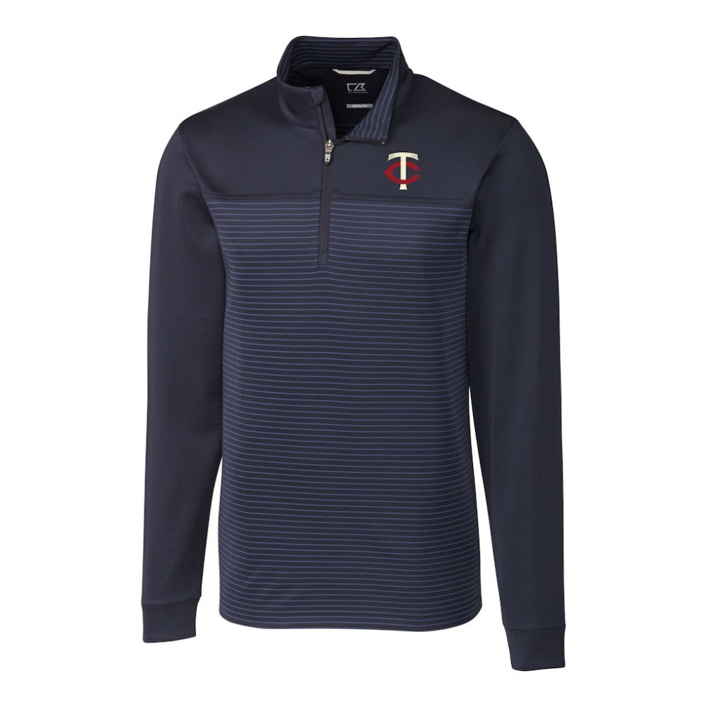 Minnesota Twins Cutter & Buck Big & Tall Traverse Stripe Stretch DryTec Quarter-Zip Top | MLB On Sale