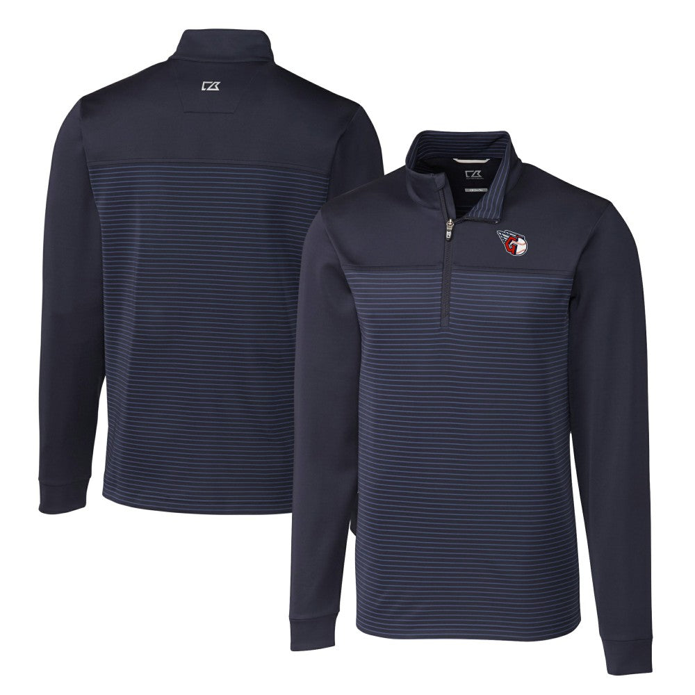 Cleveland Guardians Cutter & Buck Big & Tall Traverse Stretch Eco Stripe DryTec Quarter-Zip Top | MLB New