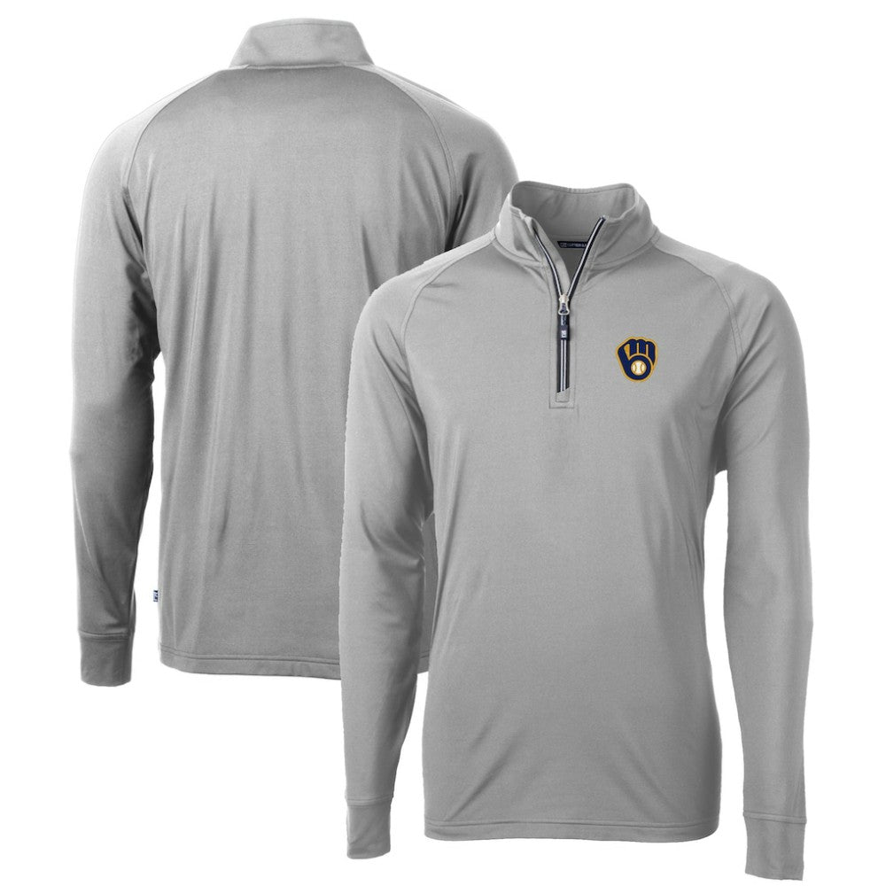 Milwaukee Brewers Cutter & Buck Big & Tall Adapt Eco Knit Stretch Recycled Quarter-Zip Pullover Top | MLB Sale