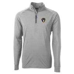 Milwaukee Brewers Cutter & Buck Big & Tall Adapt Eco Knit Stretch Recycled Quarter-Zip Pullover Top | MLB Sale