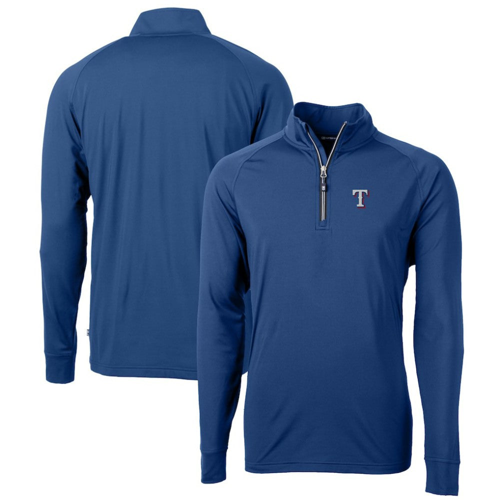 Texas Rangers Cutter & Buck Big & Tall Adapt Eco Knit Stretch Recycled Quarter-Zip Pullover Top | MLB On Sale