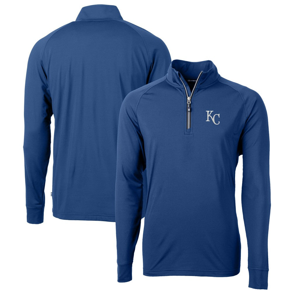Kansas City Royals Cutter & Buck Big & Tall Adapt Eco Knit Stretch Recycled Quarter-Zip Pullover Top | MLB New