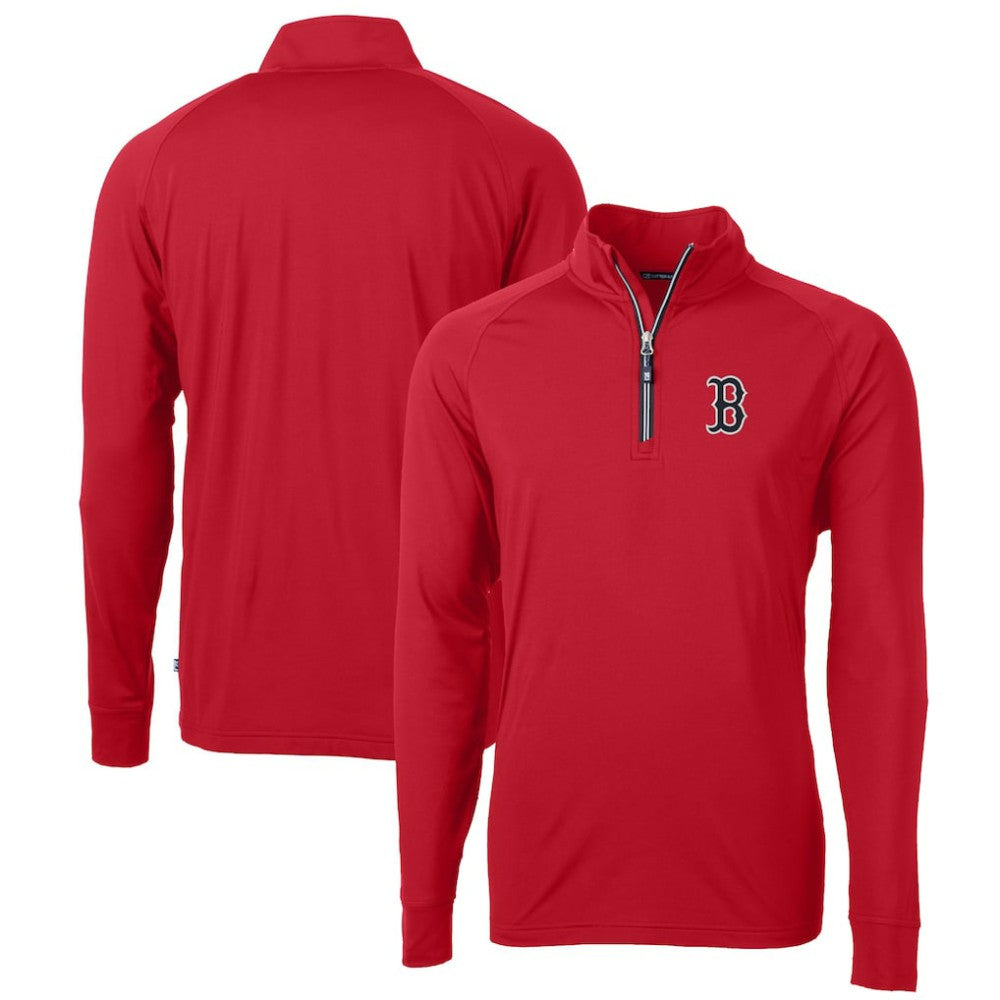 Boston Red Sox Cutter & Buck Big & Tall Adapt Eco Knit Stretch Recycled Quarter-Zip Pullover Top | MLB For sale