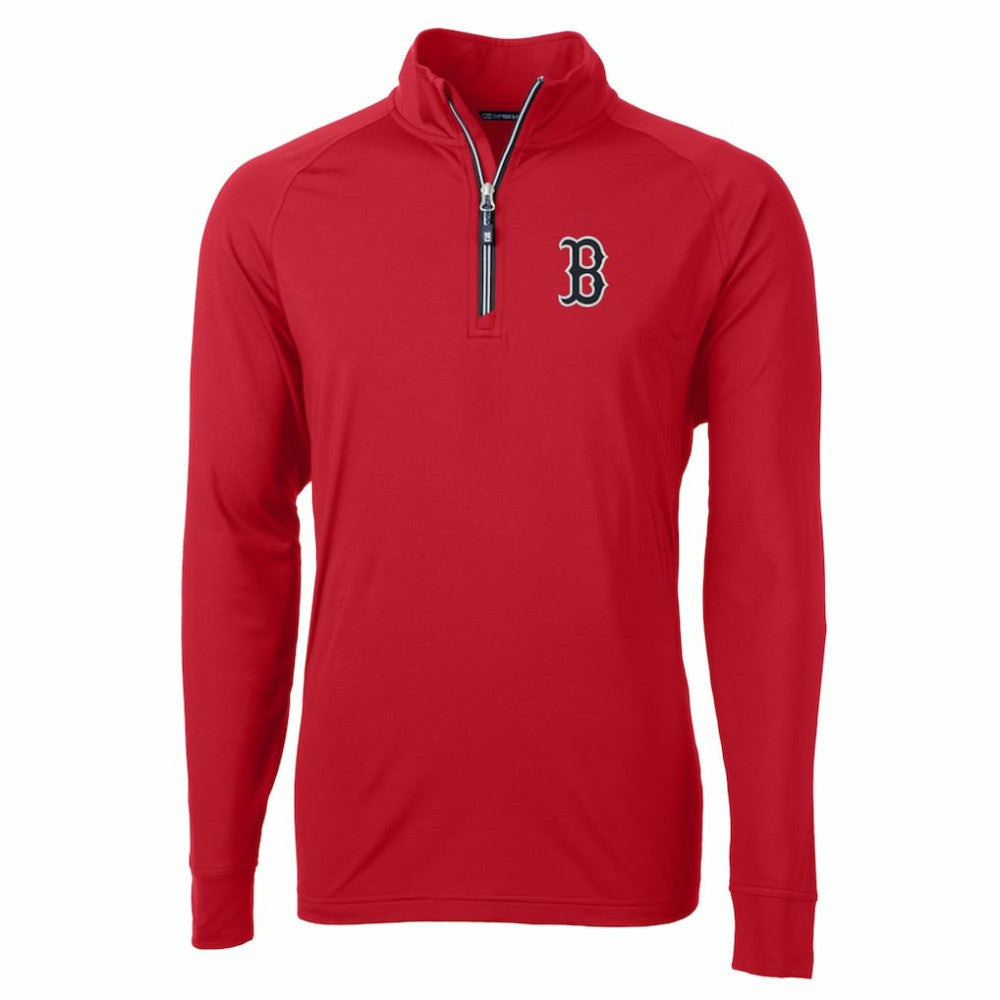 Boston Red Sox Cutter & Buck Big & Tall Adapt Eco Knit Stretch Recycled Quarter-Zip Pullover Top | MLB For sale