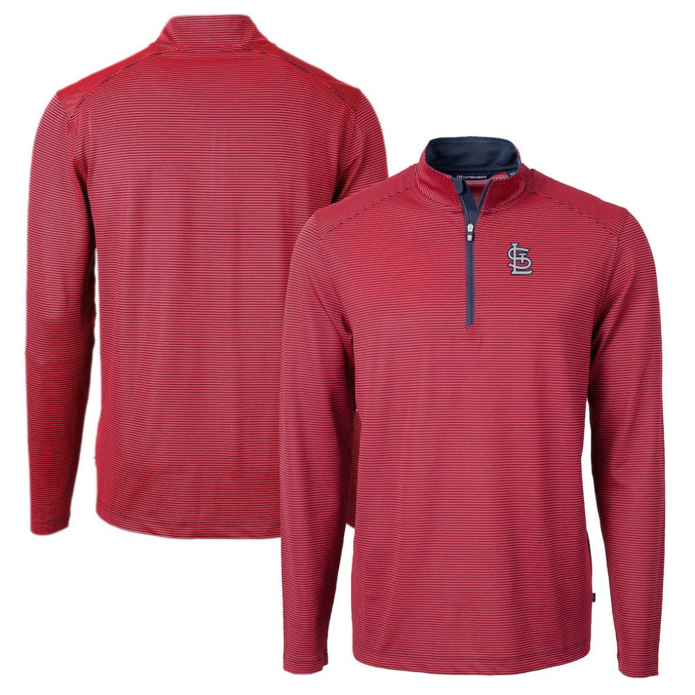 St. Louis Cardinals Cutter & Buck Big & Tall Virtue Eco Pique Micro Stripe Quarter-Zip Jacket | MLB Sale