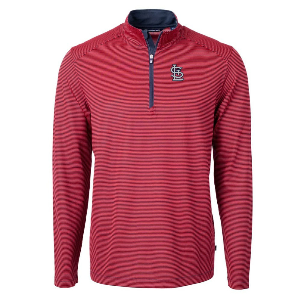 St. Louis Cardinals Cutter & Buck Big & Tall Virtue Eco Pique Micro Stripe Quarter-Zip Jacket | MLB Sale