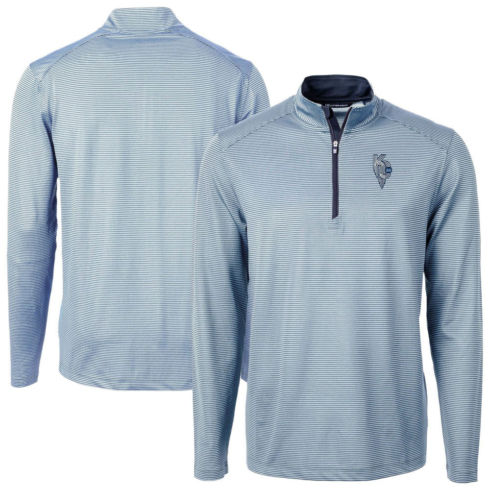 Kansas City Royals Cutter & Buck Virtue Eco Pique Micro Stripe Recycled Quarter-Zip Pullover Top | MLB Outlet