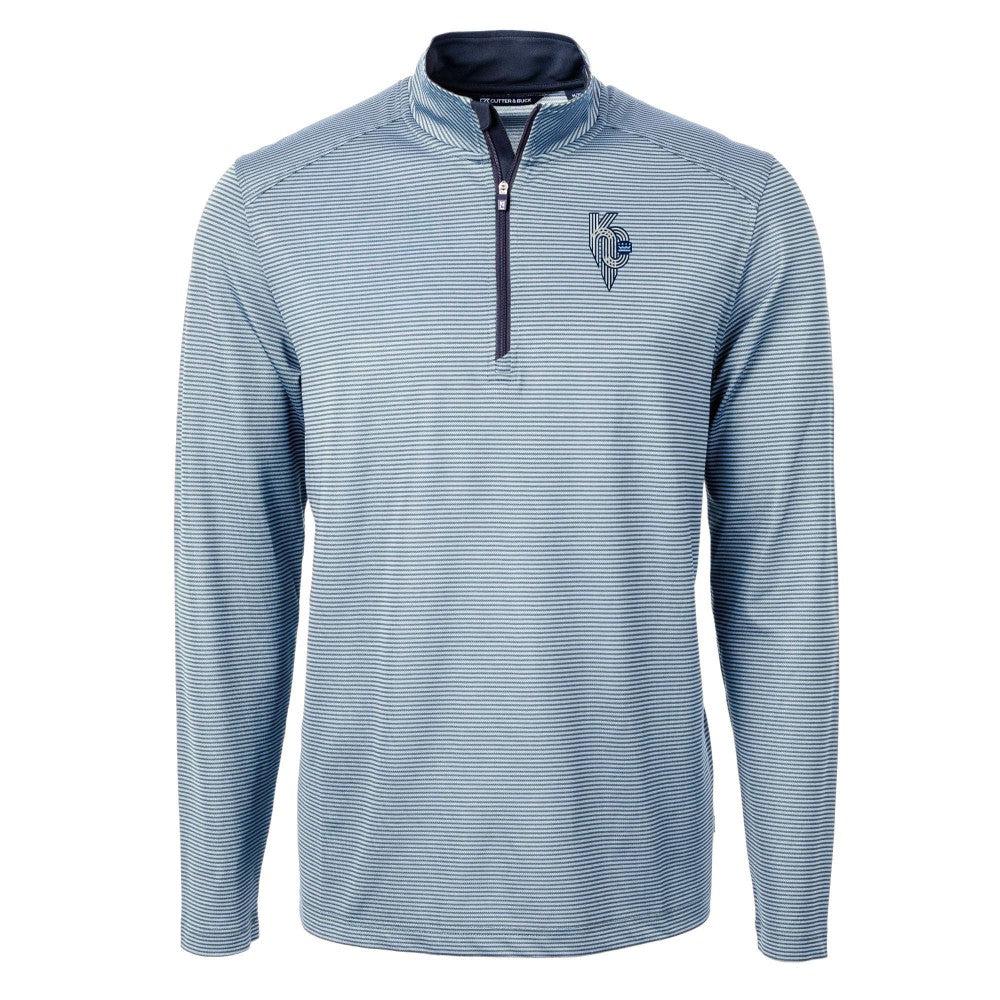 Kansas City Royals Cutter & Buck Virtue Eco Pique Micro Stripe Recycled Quarter-Zip Pullover Top | MLB Outlet