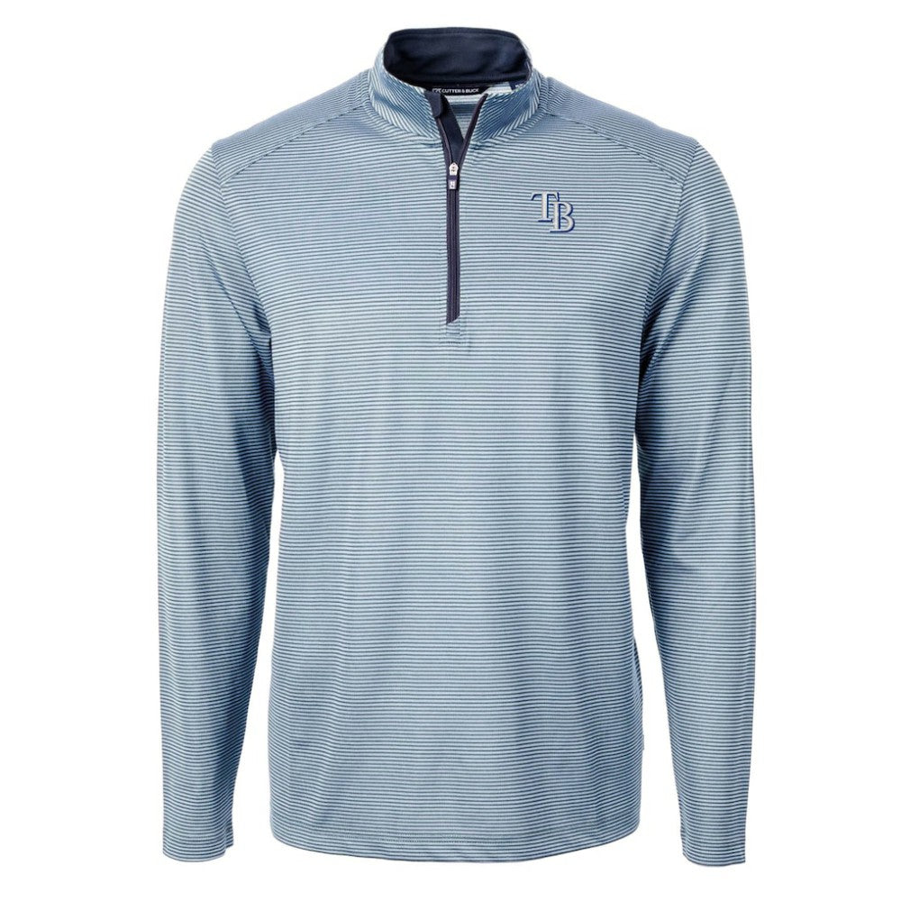 Tampa Bay Rays Cutter & Buck Virtue Eco Pique Micro Stripe Recycled Quarter-Zip Pullover Top | MLB US
