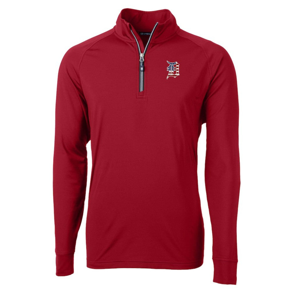 Detroit Tigers Cutter & Buck Patriotic Logo Adapt Eco Knit Stretch Recycled Quarter-Zip Pullover Top | MLB Discount