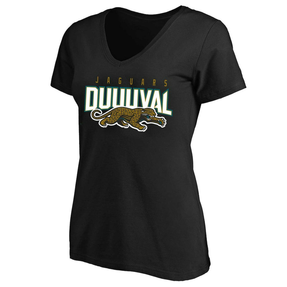 Jacksonville Jaguars Mitchell & Ness Women's Plus Size Retro Duval V-Neck T-Shirt