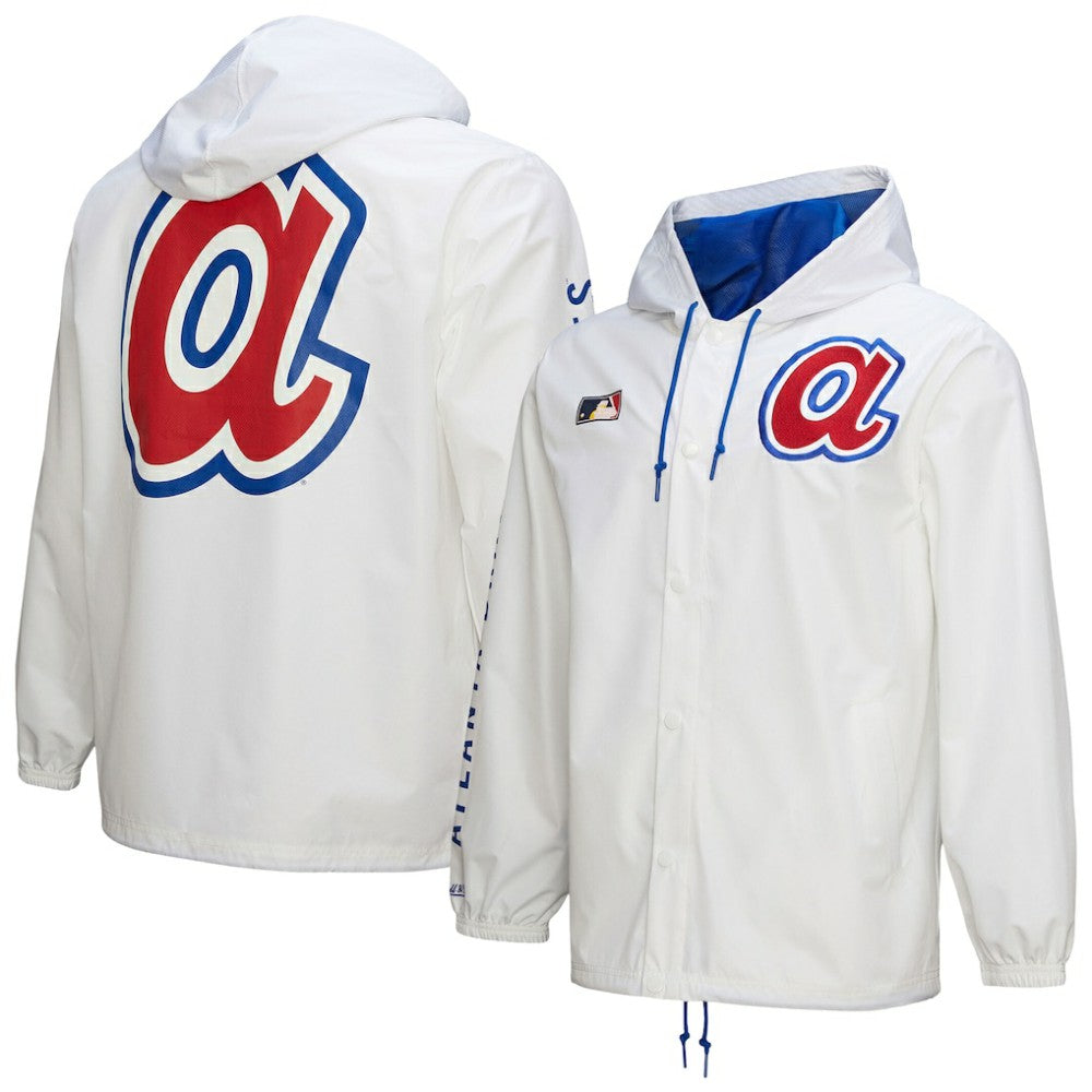 Atlanta Braves Mitchell & Ness Vintage Full-Snap Hooded Coaches Jacket | MLB New