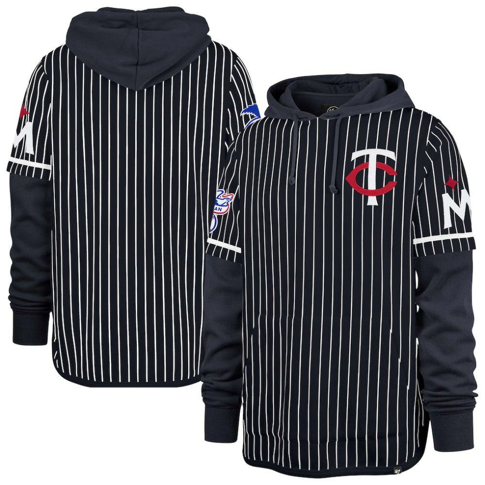 Minnesota Twins '47 Pinstripe Double Header Pullover Hoodie | MLB Outlet