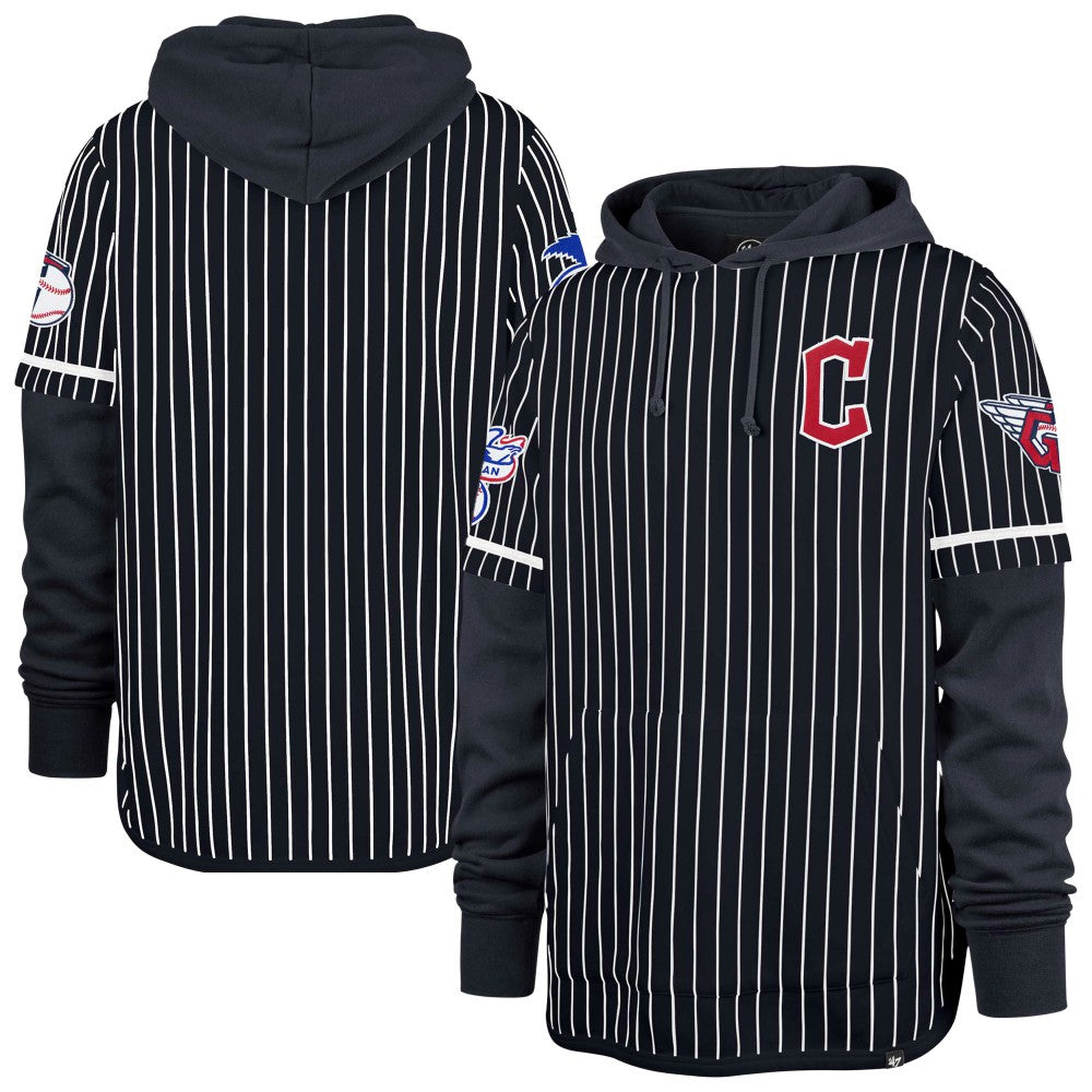 Cleveland Guardians '47 Pinstripe Double Header Pullover Hoodie | MLB Outlet