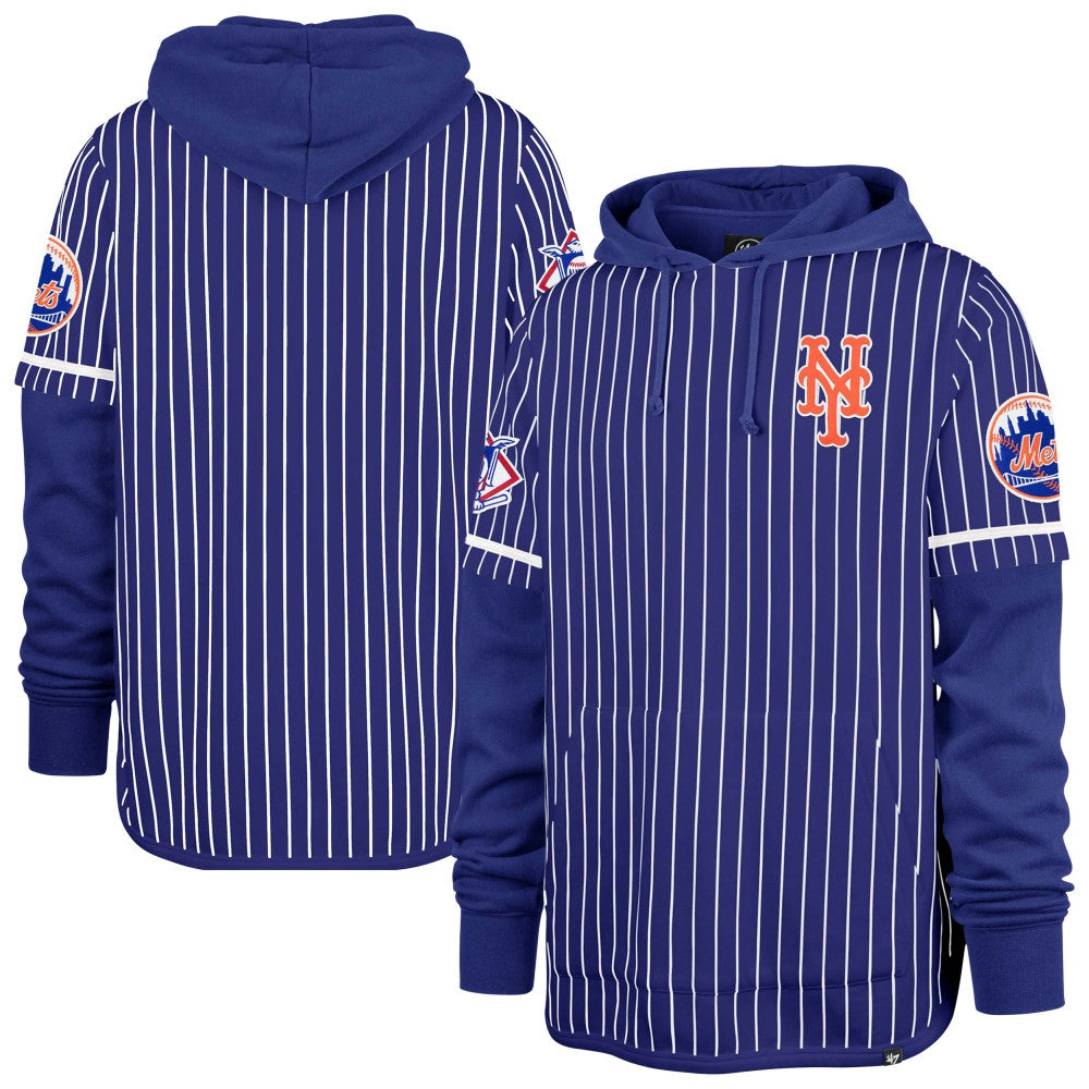 New York Mets '47 Pinstripe Double Header Pullover Hoodie | MLB Outlet