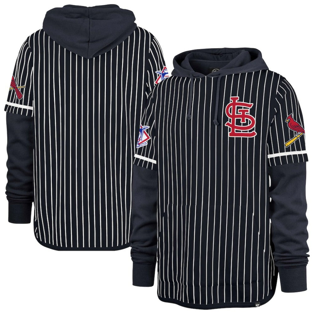 St. Louis Cardinals '47 Pinstripe Double Header Pullover Hoodie | MLB Discount