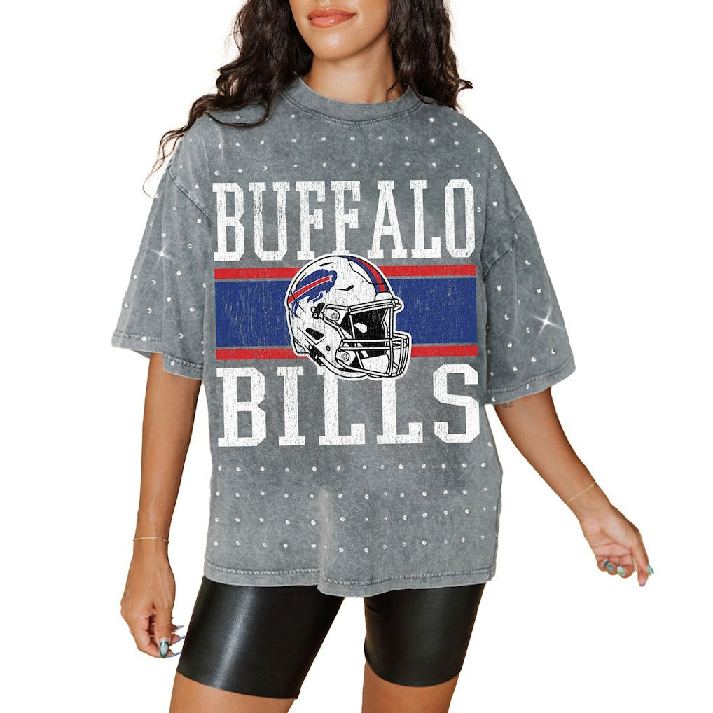Buffalo Bills  Gameday Couture Women's Oversized Mini Rhinestone Classic T-Shirt