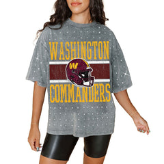 Washington Commanders  Gameday Couture Women's Oversized Mini Rhinestone Classic T-Shirt