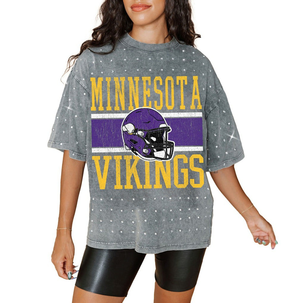 Minnesota Vikings  Gameday Couture Women's Oversized Mini Rhinestone Classic T-Shirt