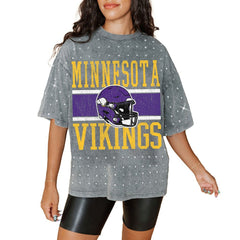 Minnesota Vikings  Gameday Couture Women's Oversized Mini Rhinestone Classic T-Shirt