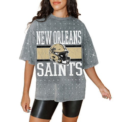New Orleans Saints  Gameday Couture Women's Oversized Mini Rhinestone Classic T-Shirt