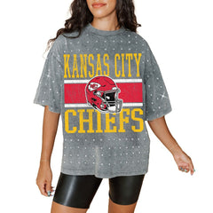 Kansas City Chiefs  Gameday Couture Women's Oversized Mini Rhinestone Classic T-Shirt