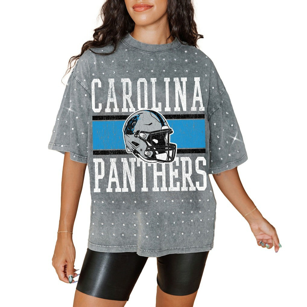 Carolina Panthers  Gameday Couture Women's Oversized Mini Rhinestone Classic T-Shirt