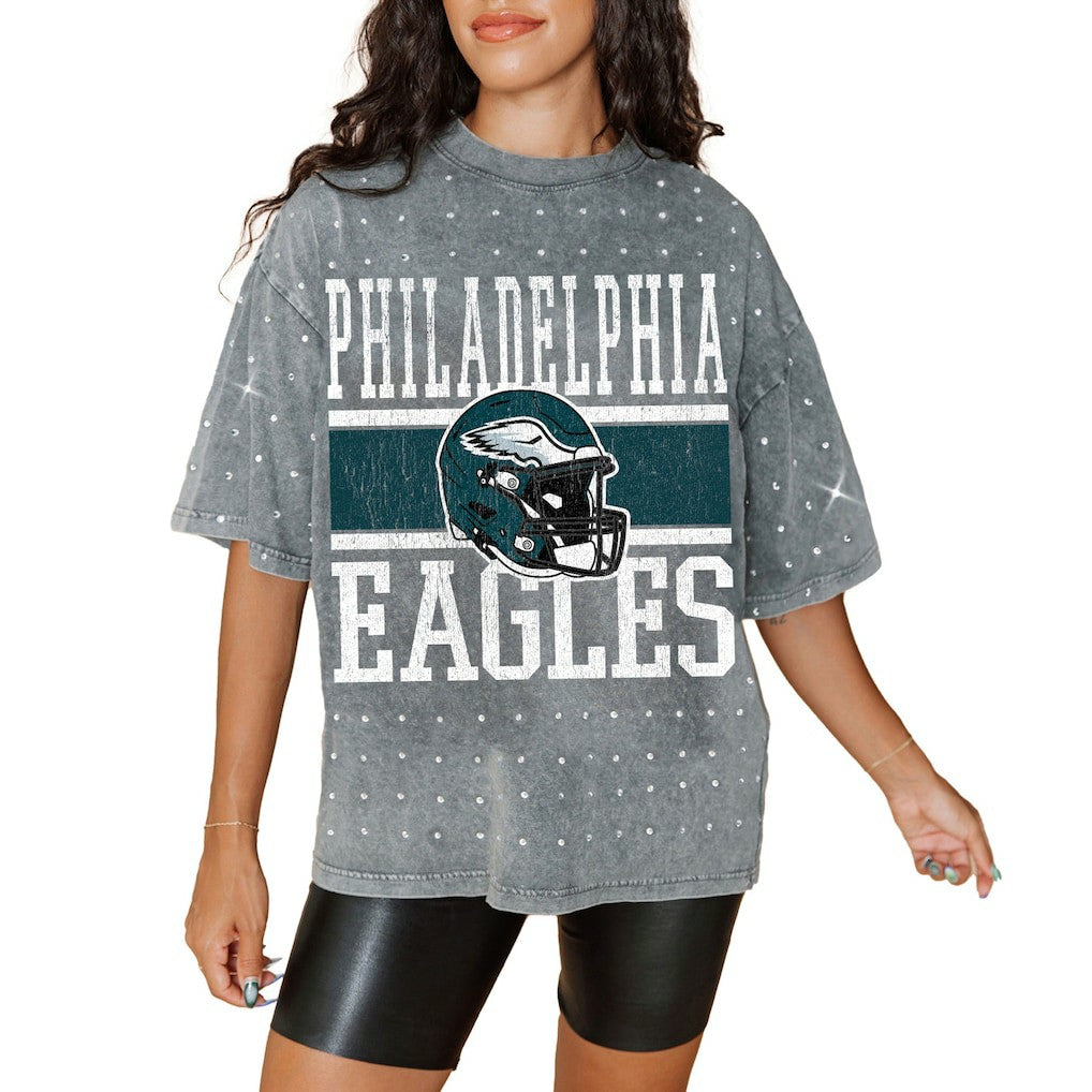 Philadelphia Eagles  Gameday Couture Women's Oversized Mini Rhinestone Classic T-Shirt