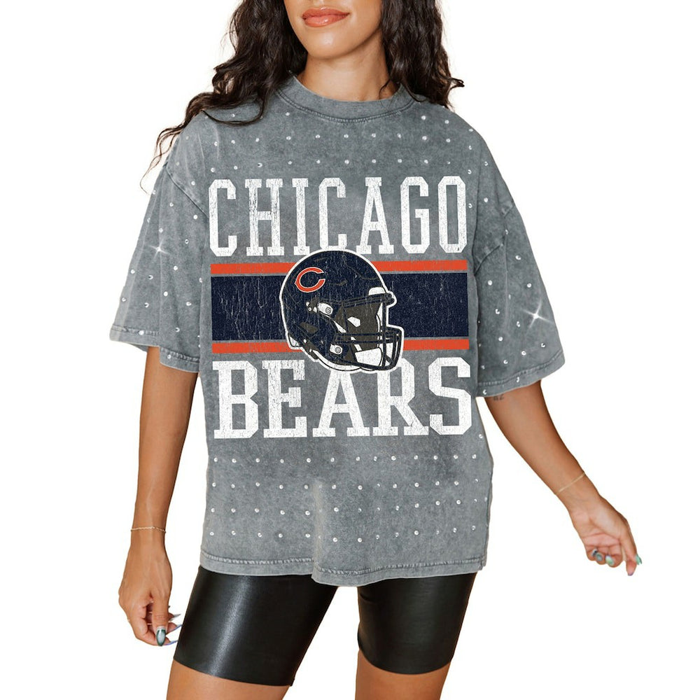 Chicago Bears  Gameday Couture Women's Oversized Mini Rhinestone Classic T-Shirt