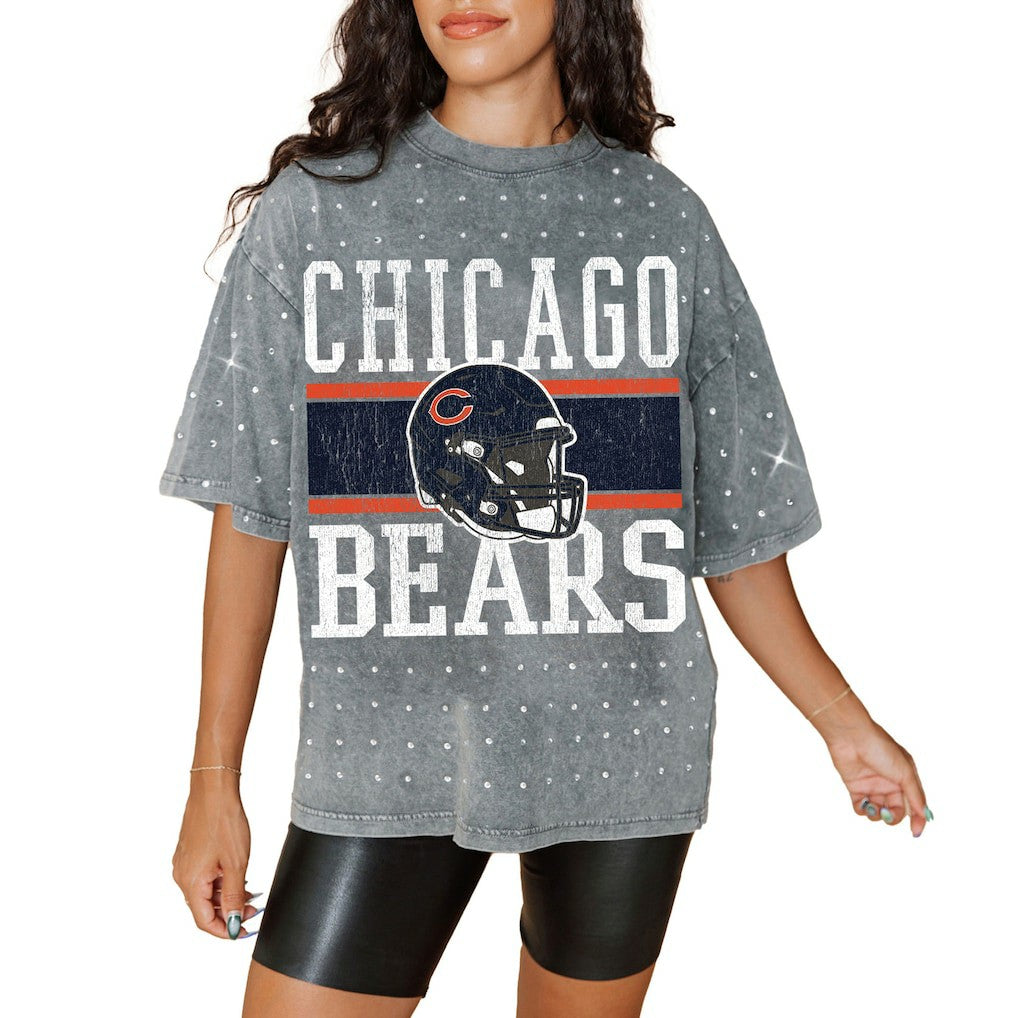 Chicago Bears  Gameday Couture Women's Oversized Mini Rhinestone Classic T-Shirt
