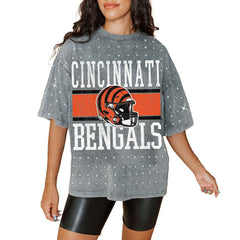 Cincinnati Bengals  Gameday Couture Women's Oversized Mini Rhinestone Classic T-Shirt