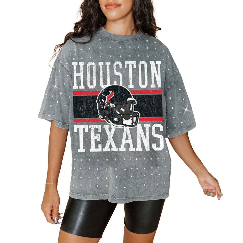 Houston Texans  Gameday Couture Women's Oversized Mini Rhinestone Classic T-Shirt